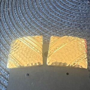 Gold Textured Square Earrings